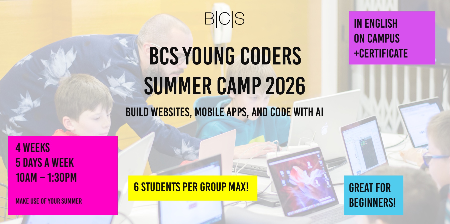 BCS Young Coders Summer Camp 2026 — coding for kids aged 12 to 18 in Barcelona